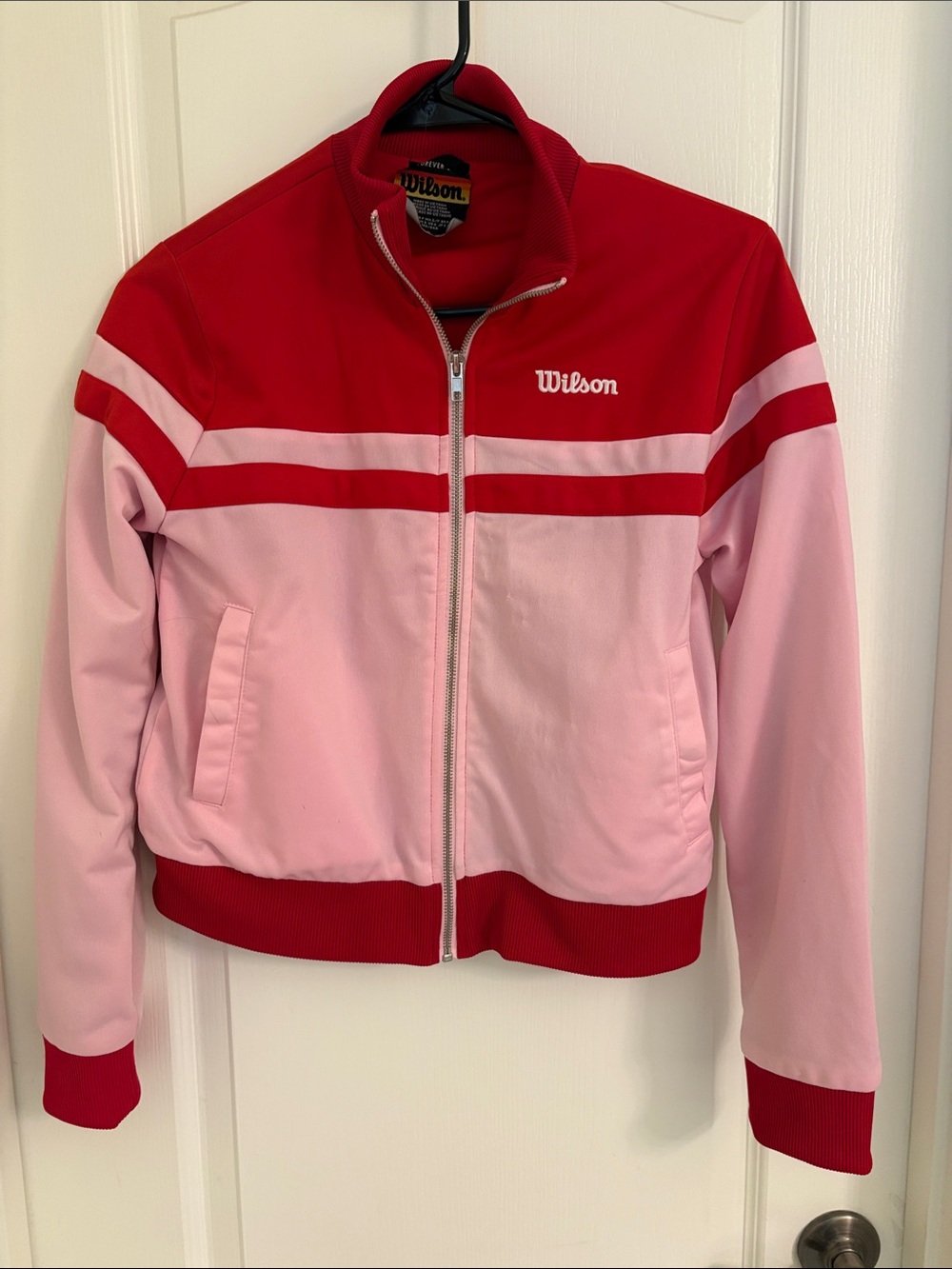 Wilson Red and Light Pink Colorblock Bomber Jacket